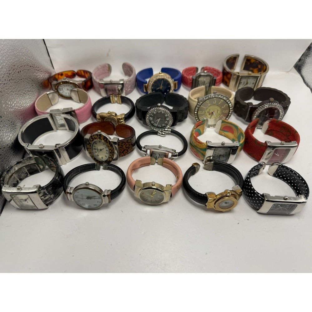 Mixed Cuff Bangle Bracelet Watches Lot Of 20 Mixed Materials